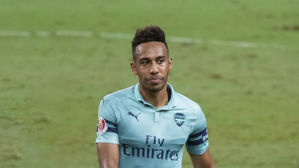 Pierre-Emerick Aubameyang sous le maillot d’Arsenal en juillet 2018.