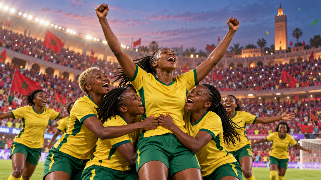Banyana Banyana 2022 — illustration éditoriale générée pour FootBantu.