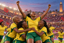 Banyana Banyana 2022 — illustration éditoriale générée pour FootBantu.