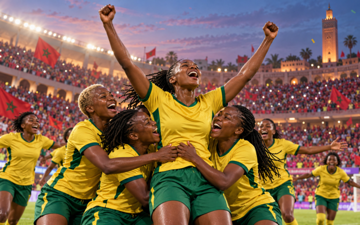 Banyana Banyana 2022 — illustration éditoriale générée pour FootBantu.