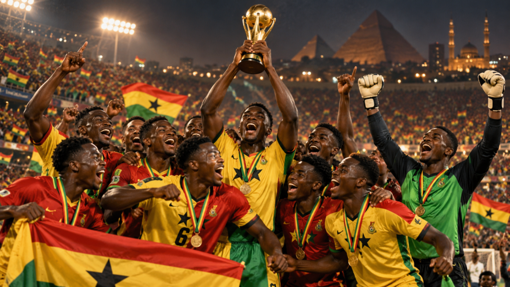Ghana U20 2009 : le titre mondial qui a ouvert une voie africaine — illustration éditoriale générée pour FootBantu.