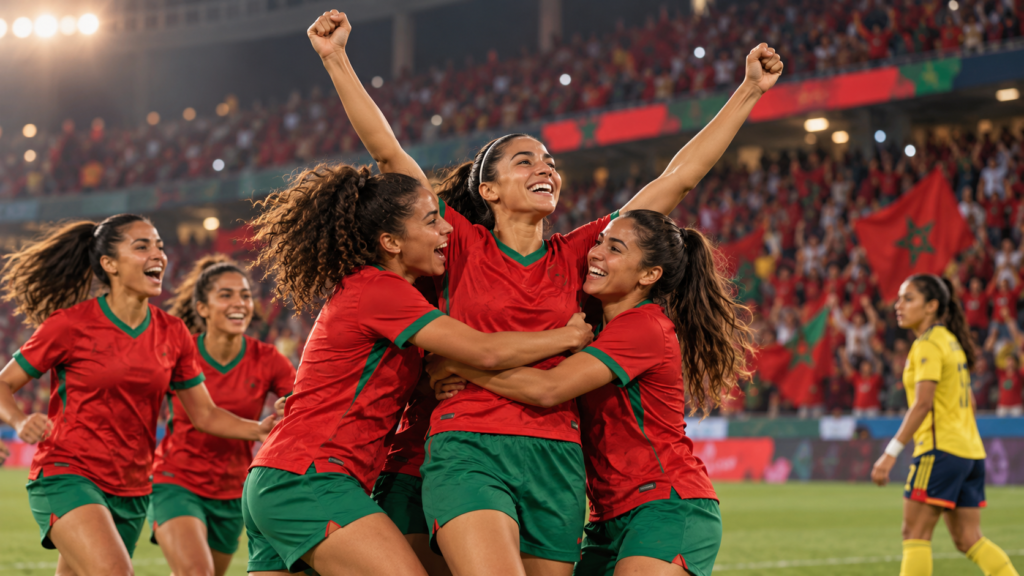 Maroc féminin au Mondial 2023 : une première participation déjà historique — illustration éditoriale générée pour FootBantu.