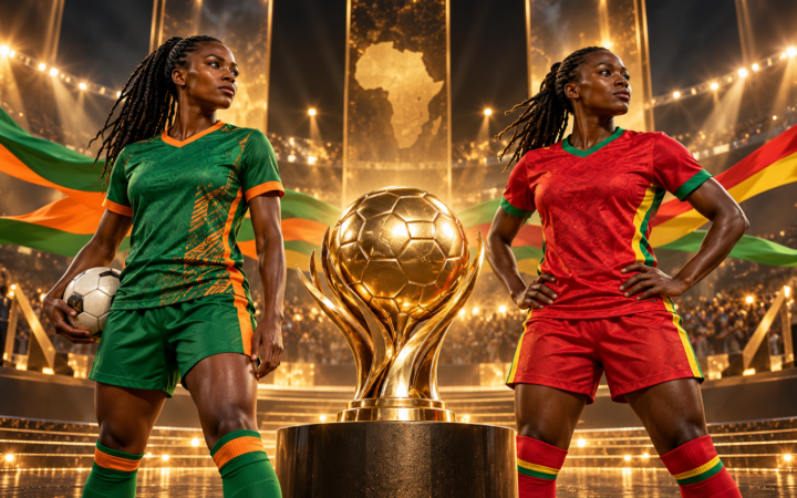 Ballon d’Or féminin 2026 : Banda et Chawinga portent l’Afrique dans la course — illustration éditoriale générée pour FootBantu.
