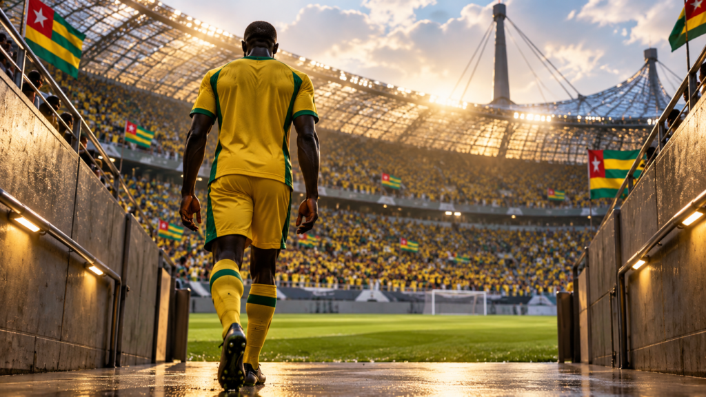 Emmanuel Adebayor et le Togo : le rêve mondial de 2006 — illustration éditoriale générée pour FootBantu.