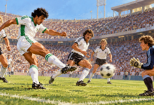 Algérie 1982 : l’exploit contre la RFA et l’amertume de Gijón — illustration éditoriale générée pour FootBantu