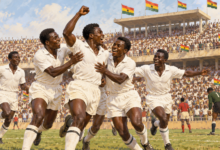 Ghana 1963 : le premier sacre des Black Stars à domicile — illustration éditoriale générée pour FootBantu