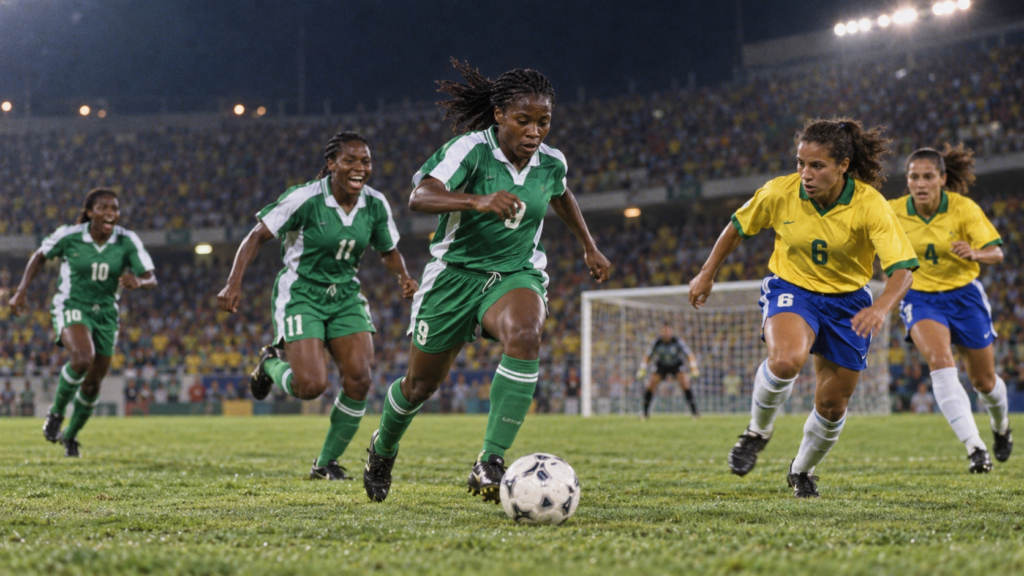 Super Falcons 1999 : le quart de finale qui a changé l’ambition du Nigeria — illustration éditoriale générée pour FootBantu.