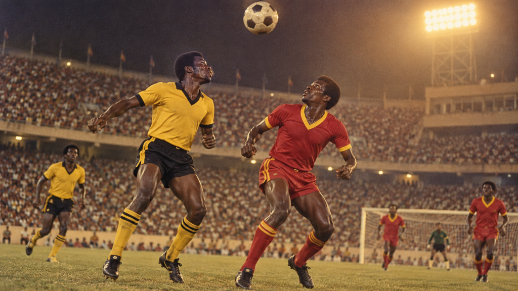 Ouganda 1978 : le parcours des Cranes jusqu’à leur première finale — illustration éditoriale générée pour FootBantu.