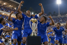 Enyimba : le doublé africain qui a placé Aba sur la carte — illustration éditoriale générée pour FootBantu.