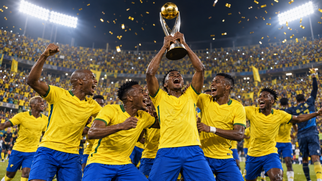 Mamelodi Sundowns 2016 : le sacre africain construit à Pretoria — illustration éditoriale générée pour FootBantu.