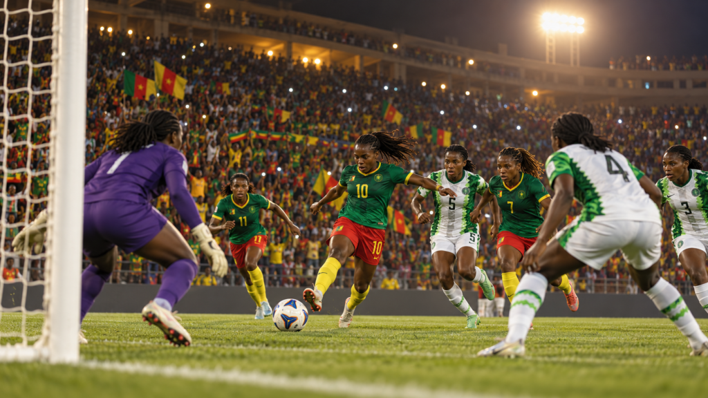 Cameroun 2016 : les Lionnes indomptables tout près du sacre — illustration éditoriale générée pour FootBantu.