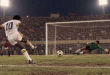 Séance de tirs au but de la finale Ghana-Libye à la CAN 1982 — illustration générée pour FootBantu.