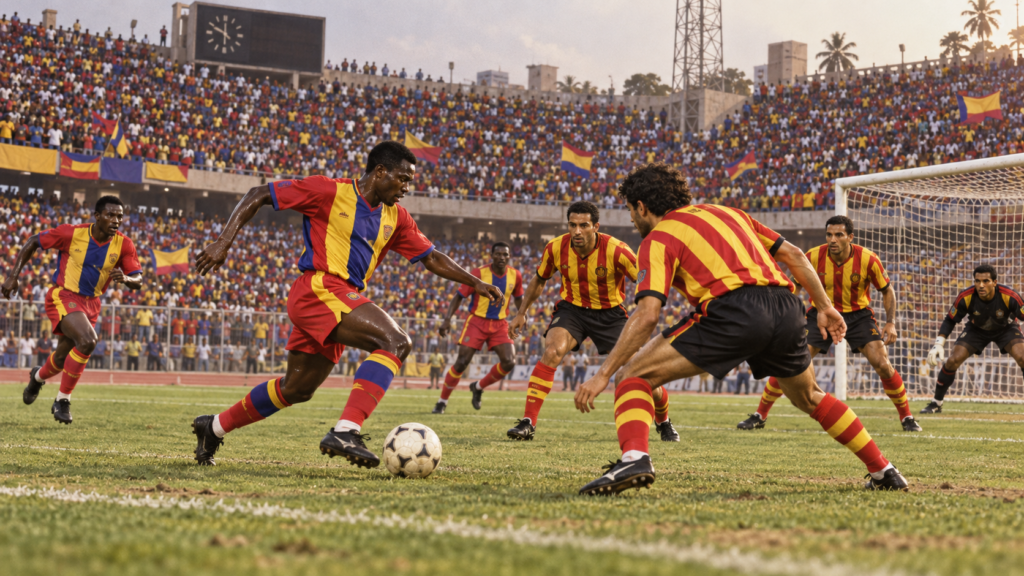 Finale Hearts of Oak contre l’Espérance en Ligue des champions 2000 — illustration générée pour FootBantu.