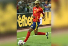 Lamine Yamal en action sous le maillot de l’Espagne en septembre 2025.